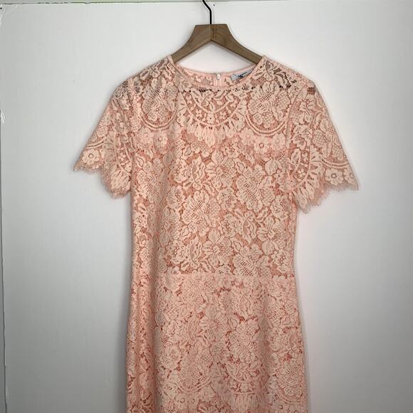 Ganni Duval Corded Lace Pink Midi Dress Womens EU 38 US 6/8 - Picture 12 of 16